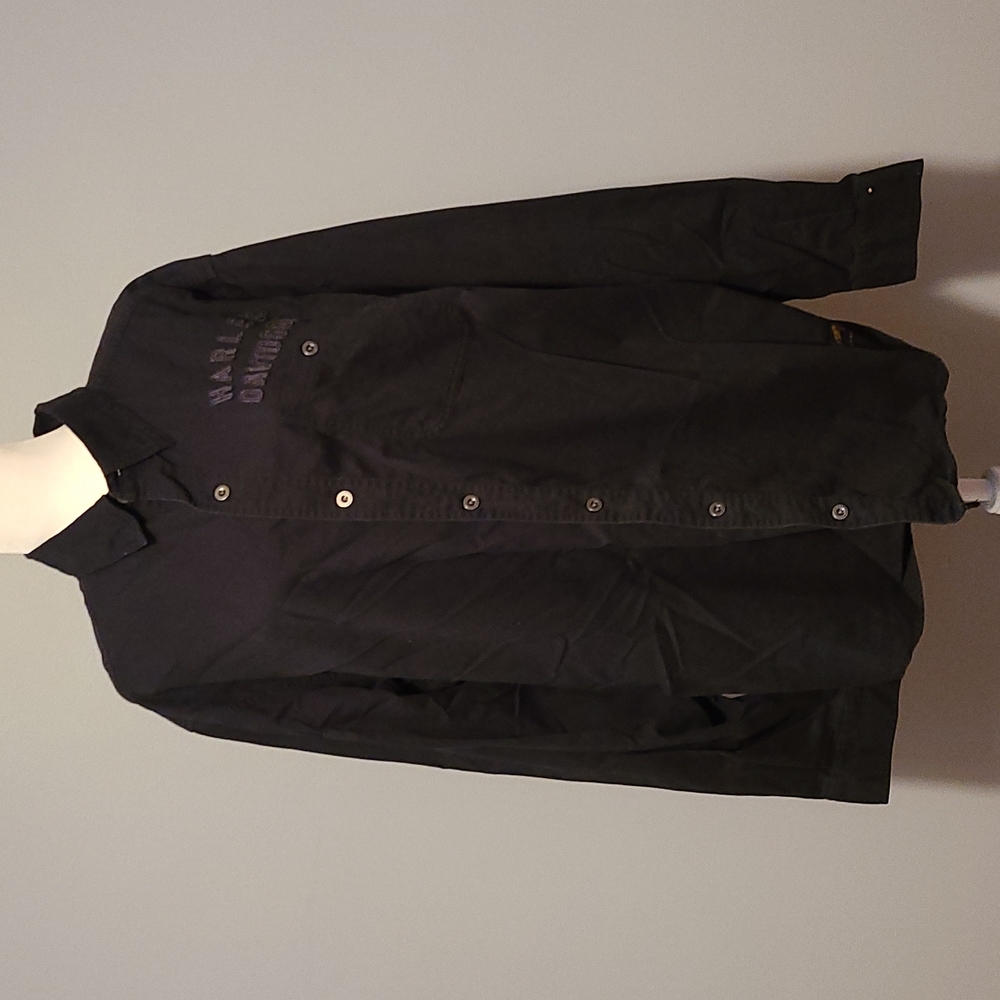 Mens 2 XL Harley Davidson Black Long Sleeve Button Up Shirt